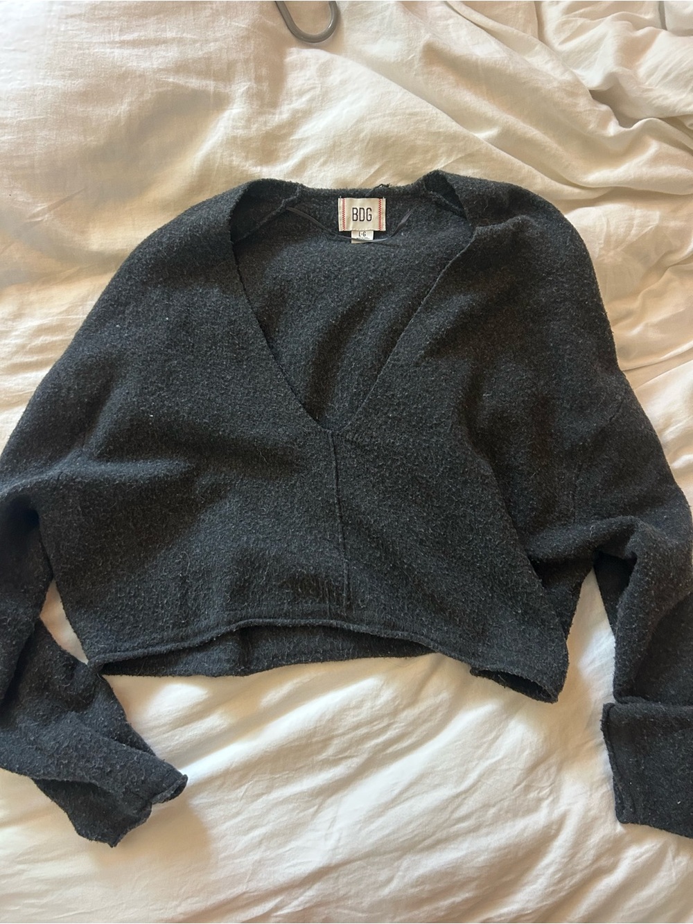 BDG Black V-Neck Cropped Knit Sweater